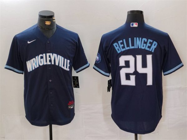 Chicago Cubs #24 Cody Bellinger Navy City Connect Cool Base Stitched Jersey