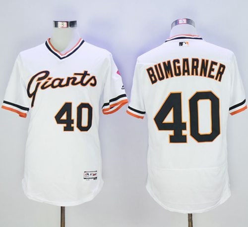 Giants #40 Madison Bumgarner White Flexbase Authentic Collection Cooperstown Stitched Jersey