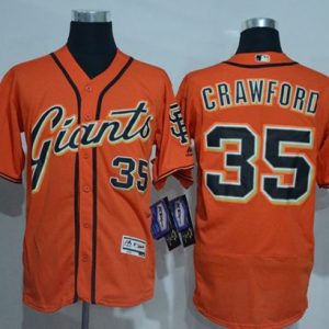 Giants #35 Brandon Crawford Orange Flexbase Authentic Collection Stitched Jerseys