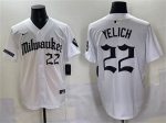 Milwaukee Brewers #22 Christian Yelich White 'Gothic 414 Shadows Edition' Vapor Premier Limited Stitched Jersey