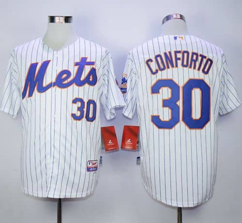 Mets #30 Michael Conforto White(Blue Strip) Cool Base Stitched Jersey