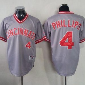Reds #4 Brandon Phillips Grey 1991 Turn Back The Clock Stitched Jersey