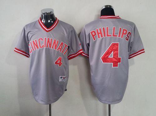 Reds #4 Brandon Phillips Grey 1991 Turn Back The Clock Stitched Jersey