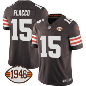 Cleveland Browns #15 Joe Flacco Brown 2025 F.U.S.E. With 1946 75th Anniversary Patch Vapor Limited Football Stitched Jersey