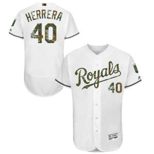 Royals #40 Kelvin Herrera White Flexbase Authentic Collection 2016 Memorial Day Stitched Jersey