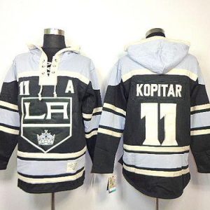 Kings #11 Anze Kopitar Black Sawyer Hooded Sweatshirt Stitched Jersey