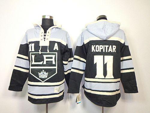 Kings #11 Anze Kopitar Black Sawyer Hooded Sweatshirt Stitched Jersey