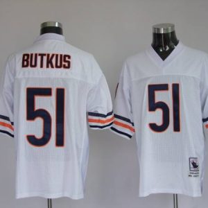 Mitchell Ness Bears #51 Dick Butkus White Stitched Throwback Jersey