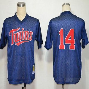 Mitchell And Ness 1991 Twins #14 Kent Hrbek Navy Blue Stitched Jersey