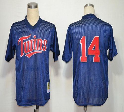 Mitchell And Ness 1991 Twins #14 Kent Hrbek Navy Blue Stitched Jersey
