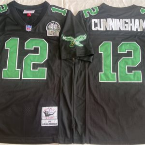 Philadelphia Eagles #12 Randall Cunningham Black Throwback Stitched Football Jersey
