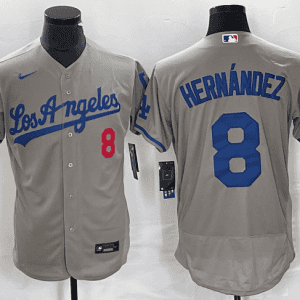 Los Angeles Dodgers #8 Enrique Hernandez Gray Flex Base Stitched Jersey