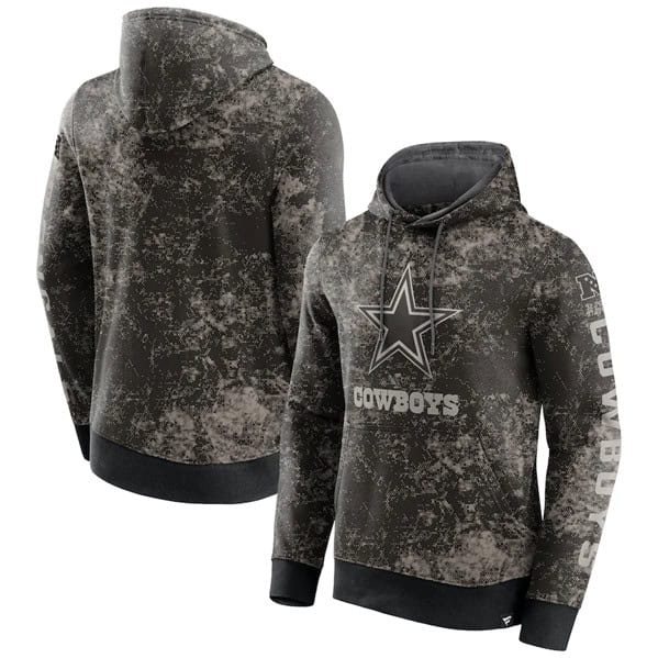 Dallas Cowboys Black Gray Blackout Tonal Pullover Hoodie