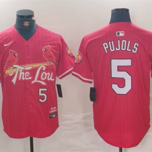 St. Louis Cardinals #5 Albert Pujols Red 2024 City Connect Stitched Jersey