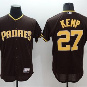 Padres #27 Matt Kemp Brown Flexbase Authentic Collection Stitched Jersey