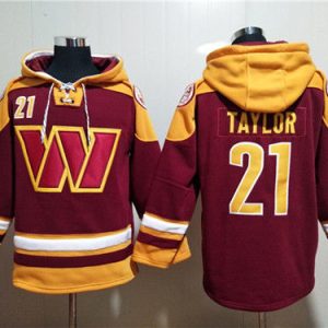 Washington Commanders #21 Sean Taylor Burgundy Lace-Up Pullover Hoodie