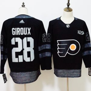 Philadelphia Flyers #28 Claude Giroux Black 1917-2017 100th Anniversary Stitched Adidas Jersey