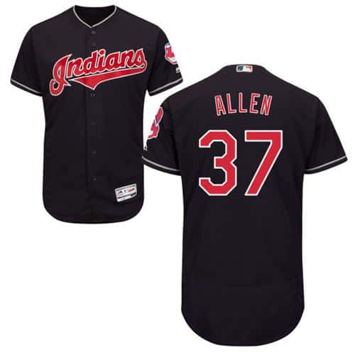 Indians #37 Cody Allen Navy Blue Flexbase Authentic Collection Stitched Jersey