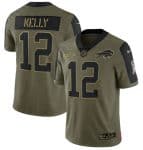 Buffalo Bills #12 Jim Kelly 2021 Olive Salute To Service Limited Stitched Jersey