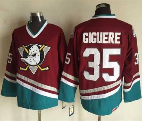 Ducks #35 Jean-Sebastien Giguere Red CCM Throwback Stitched Jersey