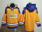 Los Angeles Lakers Blank Yellow Lace-Up Pullover Hoodie