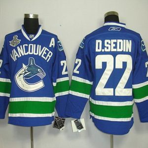 Canucks 2011 Stanley Cup Finals #22 D.Sedin Blue Stitched Jersey