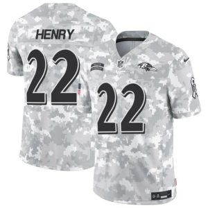 Baltimore Ravens #22 Derrick Henry 2024 F.U.S.E. Arctic Camo Salute To Service Limited Stitched Jersey