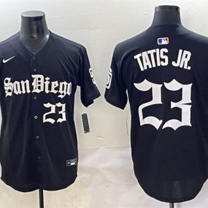 San Diego Padres #23 Fernando Tatis Jr. Black Gothic Edition Vapor Limited Stitched Jersey