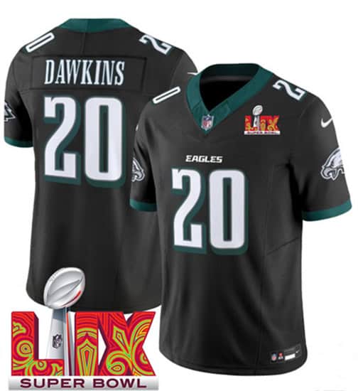 Philadelphia Eagles #20 Brian Dawkins Black 2025 Super Bowl LIX Patch Vapor Untouchable Limited Stitched Jersey