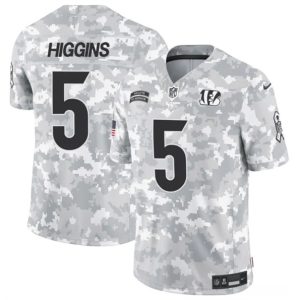 Cincinnati Bengals #5 Tee Higgins Arctic Camo 2024 F.U.S.E. Salute To Service Limited Stitched Jersey