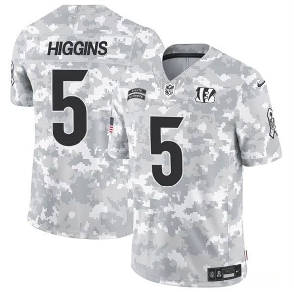 Cincinnati Bengals #5 Tee Higgins Arctic Camo 2024 F.U.S.E. Salute To Service Limited Stitched Jersey