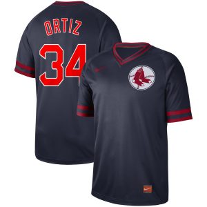 Boston Red Sox #34 David Ortiz Navy Cooperstown Collection Legend Stitched Jersey