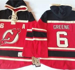 Devils #6 Andy Greene Red Sawyer Hooded Sweatshirt Stitched Jersey
