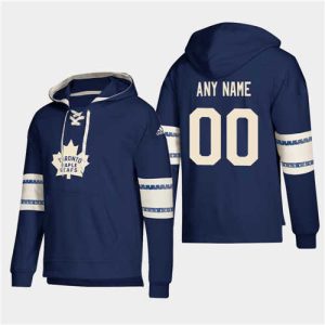 Toronto Maple Leafs Personalized Lace-Up Pullover Hoodie Blue