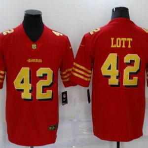 San Francisco 49ers #42 Ronnie Lott Red Gold Vapor Untouchable Limited Stitched Jersey