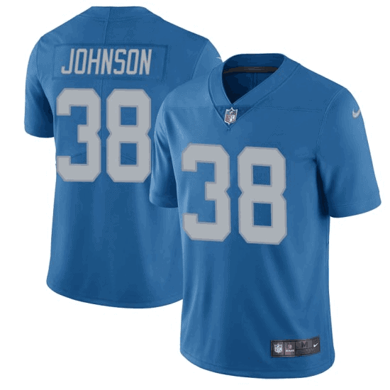 Detroit Lions #38 Ty Johnson Blue Vapor Untouchable Limited Stitched Jersey