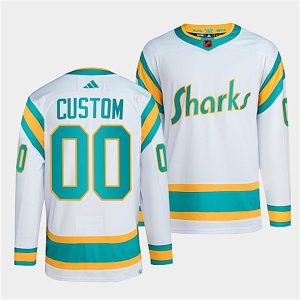 San Jose Sharks Custom White 2022-23 Reverse Retro Stitched Jersey