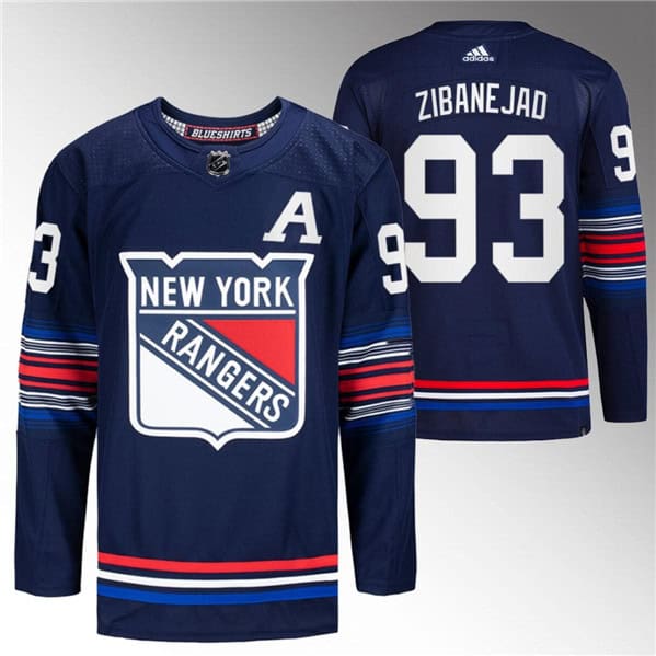 New York Rangers #93 Mika Zibanejad Navy Stitched Jersey
