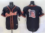 Detroit Tigers Team Big Logo Black With Patch Cool Base Stitched Jersey