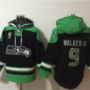 Seattle Seahawks #9 Kenneth Walker III Black Ageless Must-Have Lace-Up Pullover Hoodie