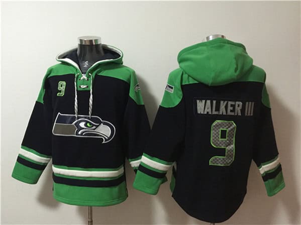 Seattle Seahawks #9 Kenneth Walker III Black Ageless Must-Have Lace-Up Pullover Hoodie