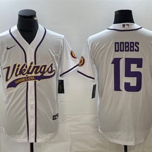 Minnesota Vikings #15 Josh Dobbs White Cool Base Stitched Jersey