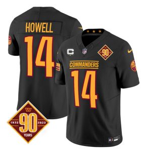 Washington Commanders #14 Sam Howell Black 2023 F.U.S.E. 90th Anniversary Vapor Limited Stitched Jersey