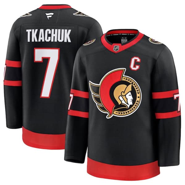 Ottawa Senators #7 Brady Tkachuk Black 2024-25 With C Patch Home Stitched Jersey
