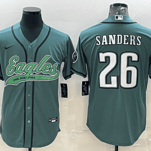 Philadelphia Eagles #26 Miles Sanders Green With Patch Cool Base Stitched Baseball Jersey