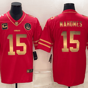 Kansas City Chiefs #15 Patrick Mahomes Red Gold 4-Star C Patch Vapor Untouchable Limited Stitched Jersey