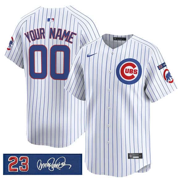 Chicago Cubs Custom White 'Ryne Sandberg Tribute' Vapor Limited V3 Stitched Jersey
