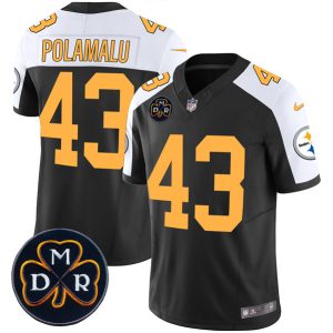 Pittsburgh Steelers #43 Troy Polamalu Black F.U.S.E. DMR Patch Untouchable Limited Stitched Jersey