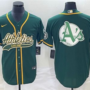 Oakland Athletics Green Team Big Logo Cool Base Stitched Jersey 003