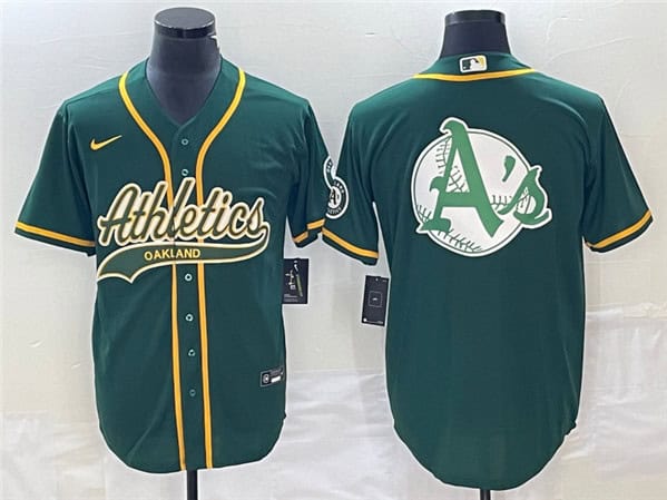 Oakland Athletics Green Team Big Logo Cool Base Stitched Jersey 003